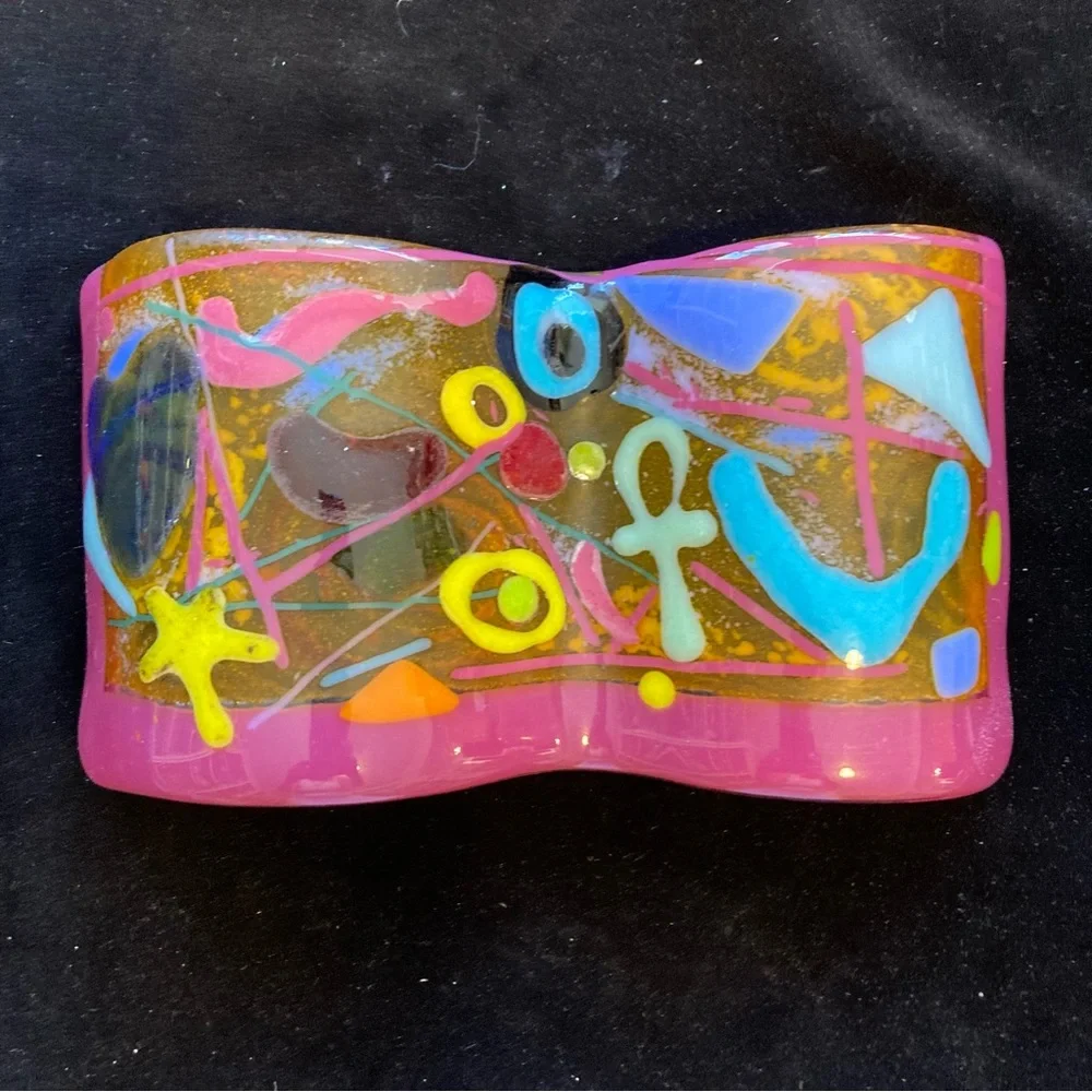 Mermaids Heart”Handmade Fused Art Glass Wave Original  10” X 4.5”Freestanding - Picture 2 of 12